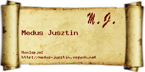 Medus Jusztin névjegykártya
